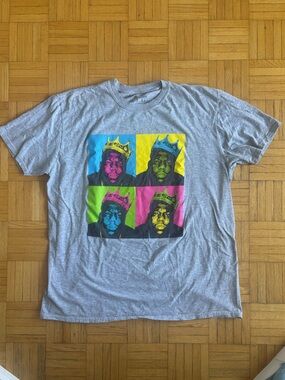 Notorious B.I.G Pop-Art Graphic Crewneck T-Shirt - Gray
